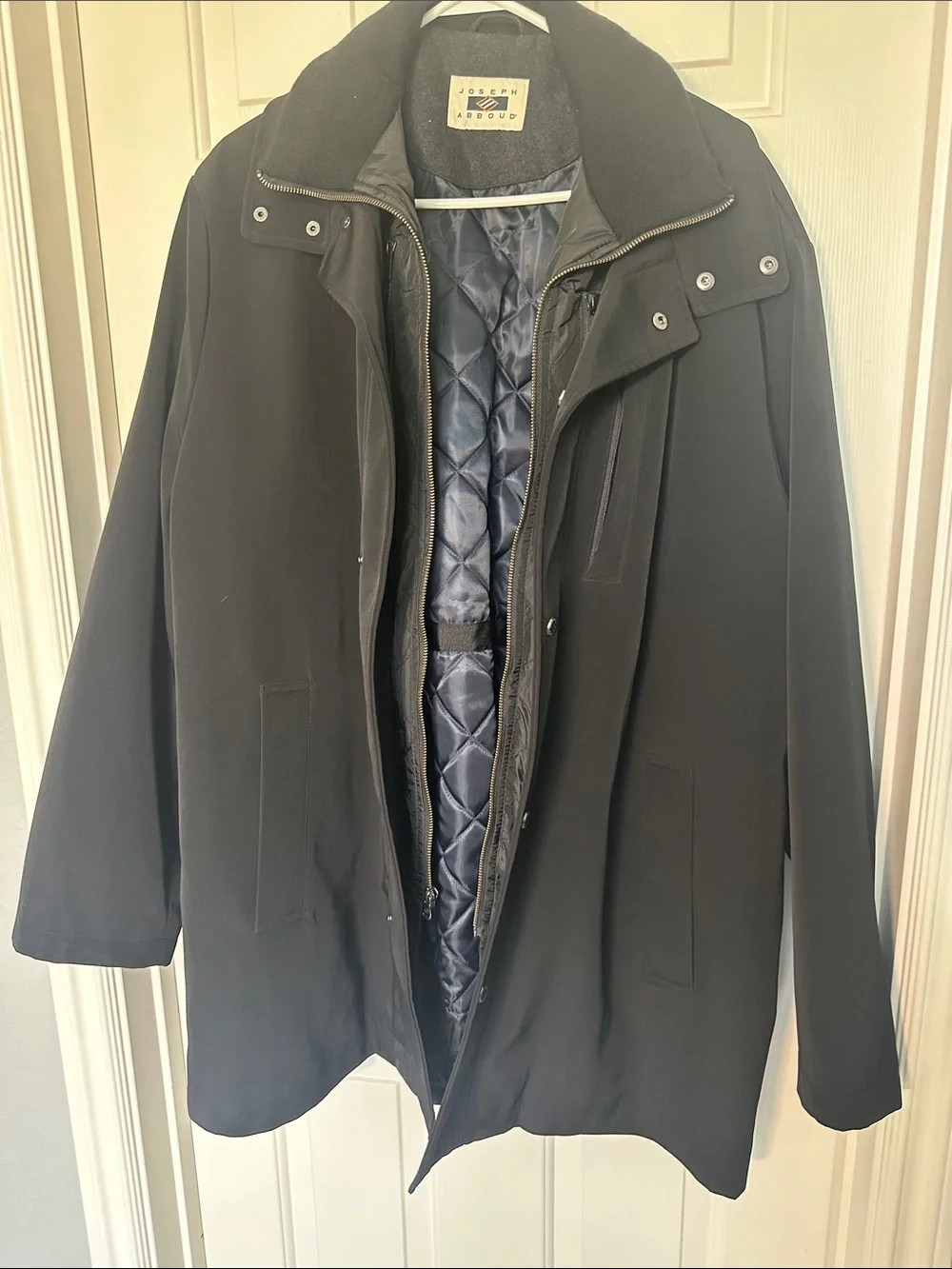 Joseph Abboud Black Coat with Navy Quilted Lining